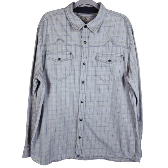 Brad Paisley Moon Shine Spirit Western Gray Blue Pearl Snap Dress Shirt L - Picture 1 of 4